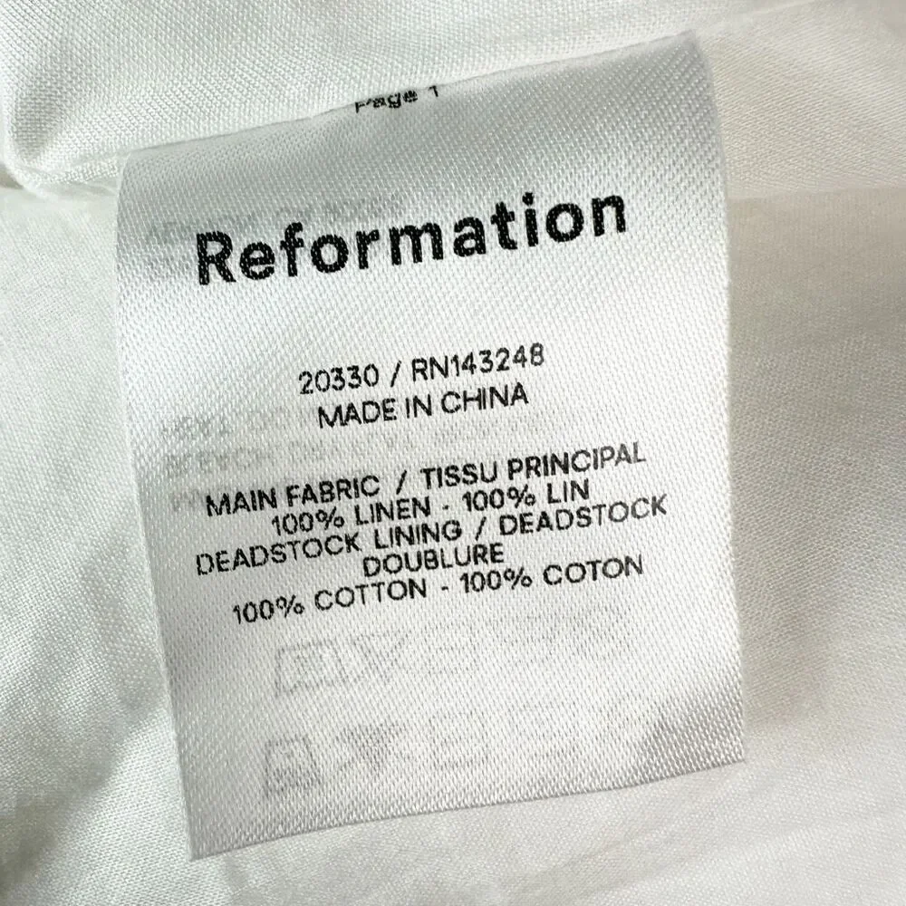 REFORMATION Elara Linen Fit & Flare Midi Dress Size 2 Sleeveless Ivory White